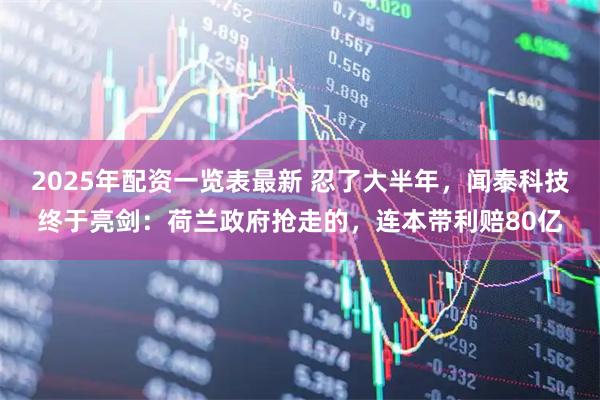 2025年配资一览表最新 忍了大半年，闻泰科技终于亮剑：荷兰政府抢走的，连本带利赔80亿
